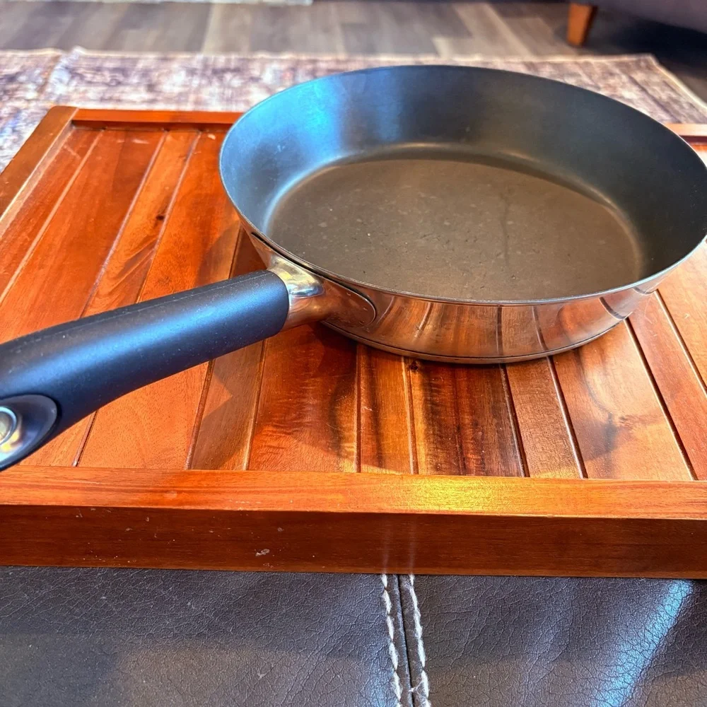 Revere 10” Stainless Steel Frying Pan with Black Handle Vintage